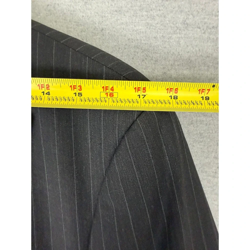 Hugo Boss Vintage Pinstripe Suit Mens 42L 31x31 Charcoal Gray 2 Piece Made USA